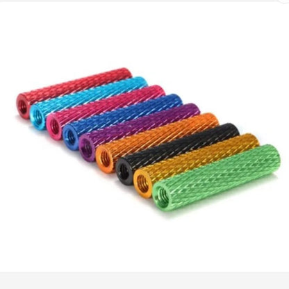 10-Piece Set of Colorful Aluminum Knurled M3 Spacers