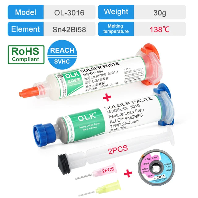 2024 New Lead-Free Low Temp Solder Paste: No-Clean, 138°C