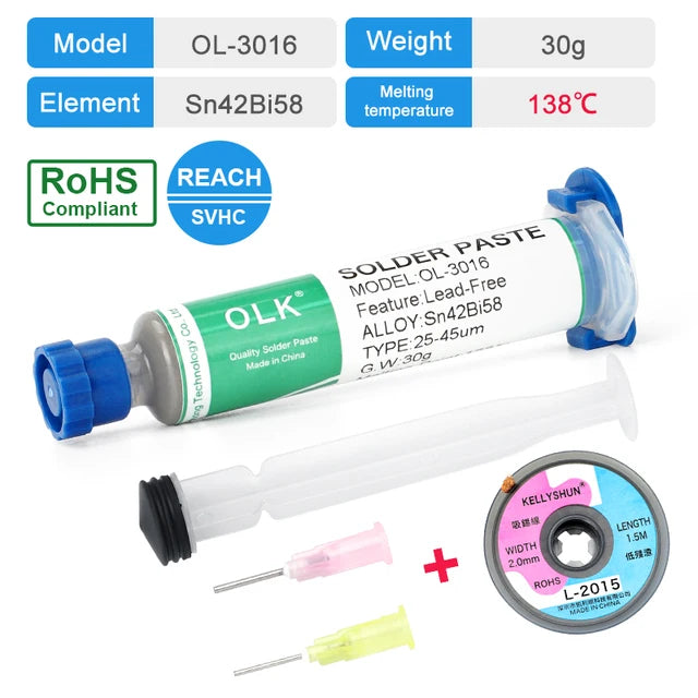 2024 New Lead-Free Low Temp Solder Paste: No-Clean, 138°C