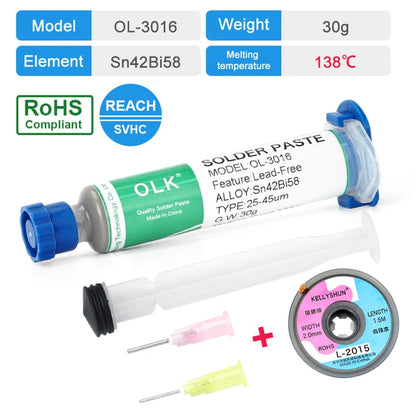 2024 New Lead-Free Low Temp Solder Paste: No-Clean, 138°C