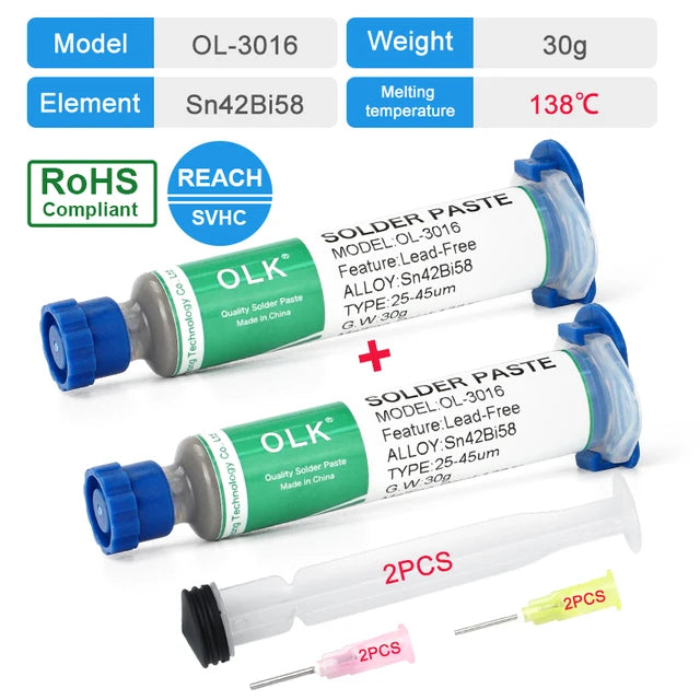 2024 New Lead-Free Low Temp Solder Paste: No-Clean, 138°C