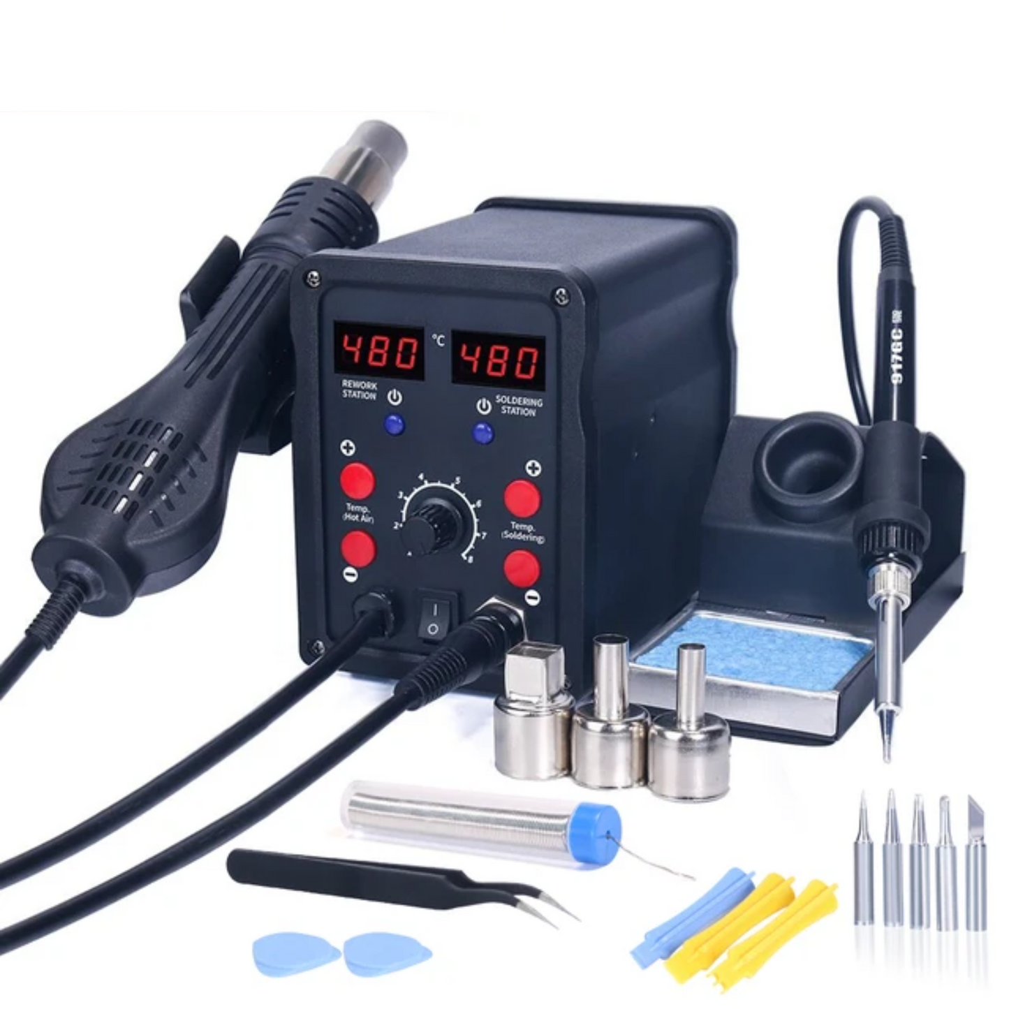 2-in-1 soldering and hot air gun station for BGA PCB IC repair